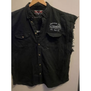 V Twin Motorcycle Apparel Black Vest Southernmost Ride Key West FL Mens 2XL